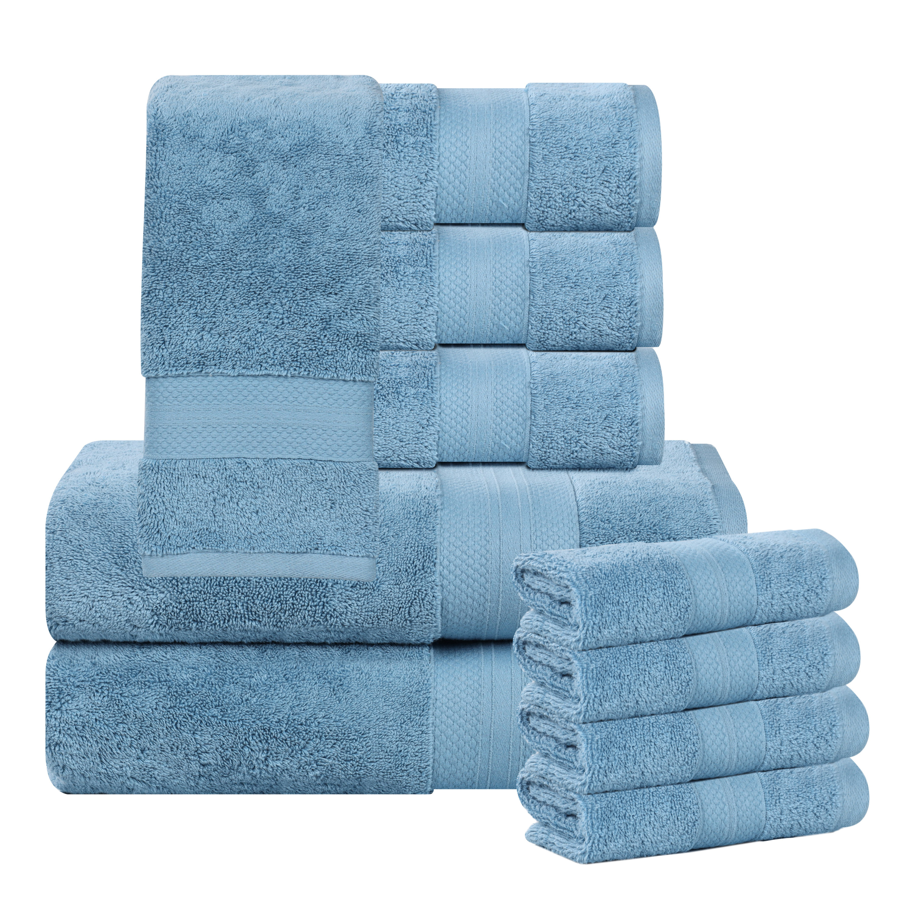 Superior Aria Turkish Cotton Heavyweight Absorbent Plush Solid 10 Piece Towel Set & Reviews | Wayfair