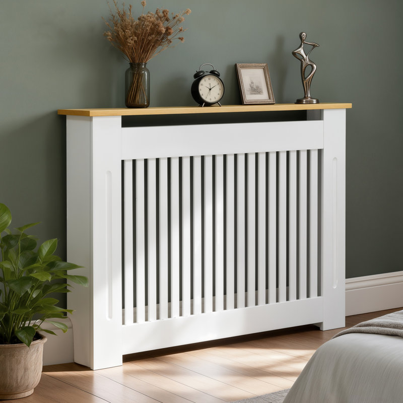 83Cm High Radiator Cover Modern Mdf Grill Shelf Cabinet Heater Cover With Wood Texture Nature Top Vertical Slats Radiator Shelf Thickened For Living Room Bedroom Vertical 