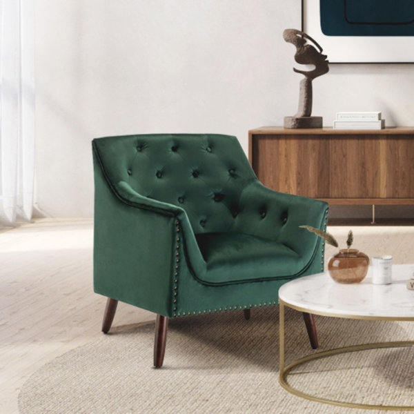 Eversley Emerald Green Velvet Armchair - Julian Joseph