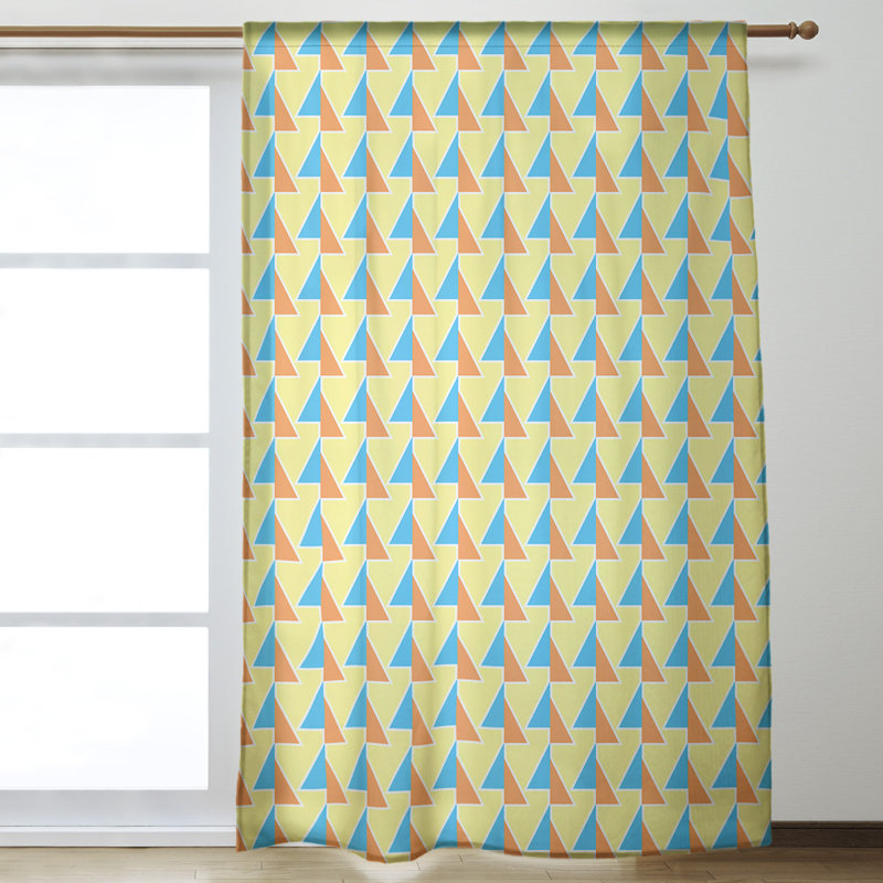 Panneau de rideau simple obscurcissant à motif géométrique avec passe-tringle déplacé, Orange / bleu sarcelle