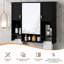 Armoire à pharmacie murale 35 po x 28 po avec miroir et barre à serviettes, armoire de rangement de salle de bain moderne | Idée de cadeau