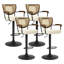 Tabouret de bar pivotant avec dossier rembourré et large rembourré de style Mid-Century avec assise rembourrée et base ultra-stable de 17,7 po (ensemble de 4)-131121281-131634770