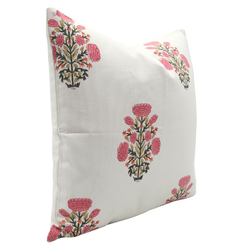Housse de coussin réversible en coton Floral, Carré, H 14 po x l 14 po