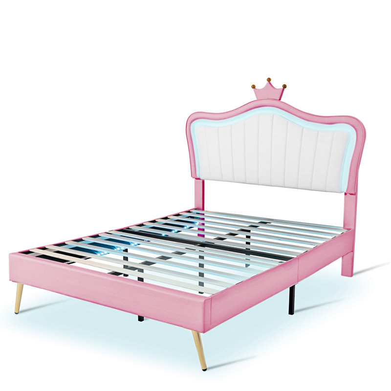 Lit tapissier Crystil par House of Hampton®, Double, Blanc / rose