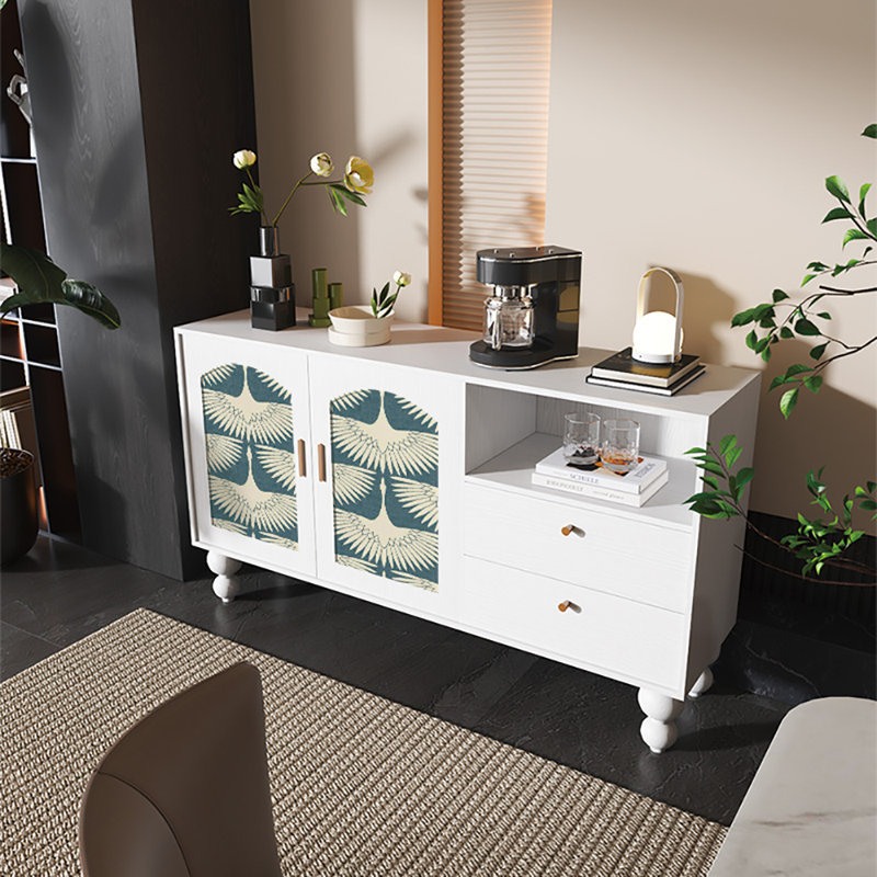 Buffet multifonctionnel de grande capacité 59,1 po, Blanc