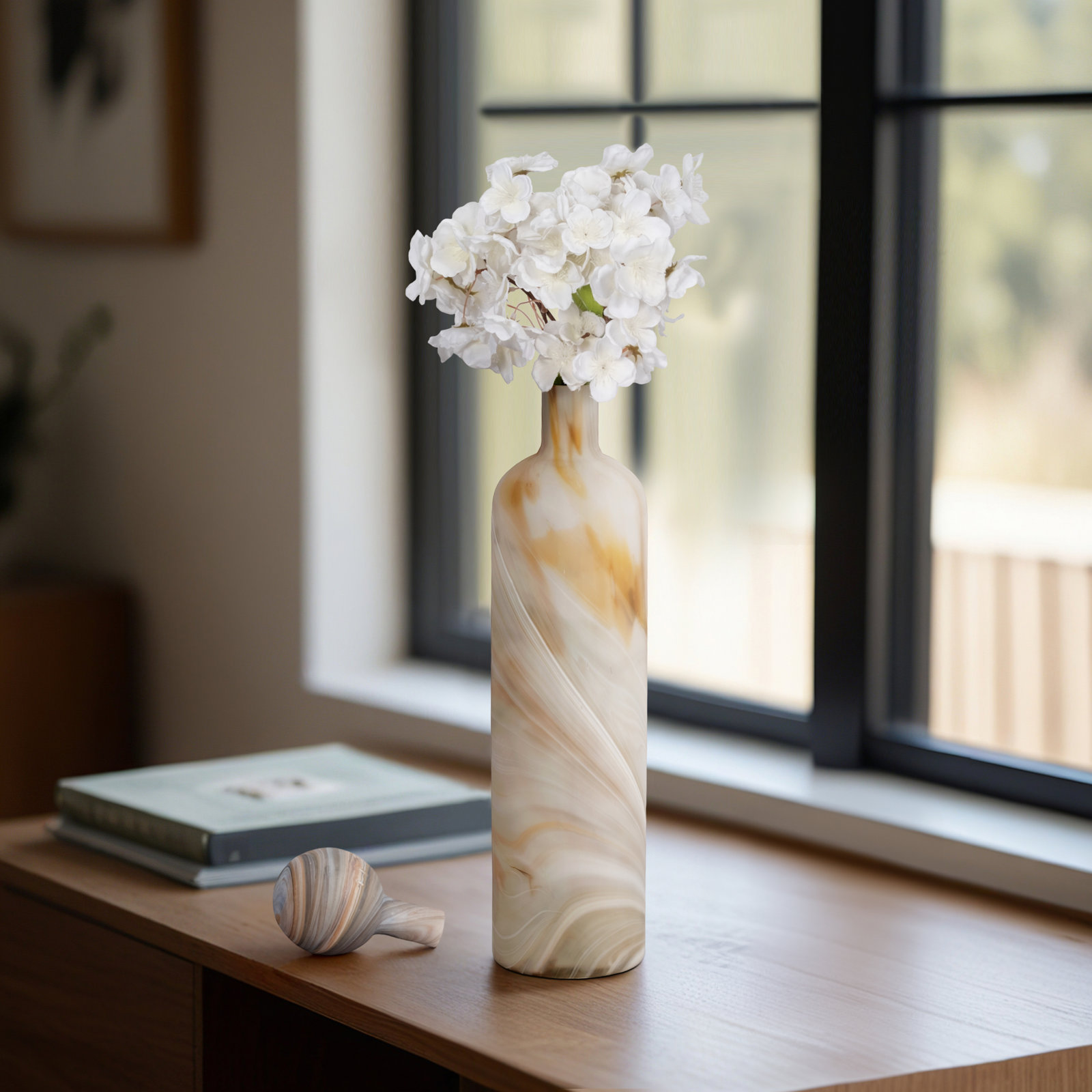 16" Sutton Grey Glass Bottle Medium, 20", Ivory
