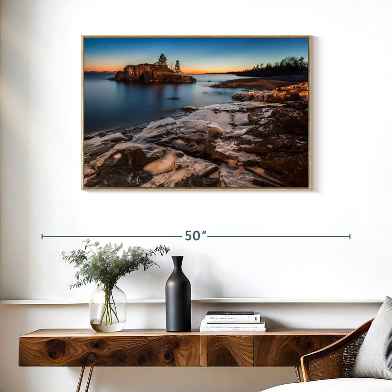 Lac Supérieur au crépuscule, Cadre flottant en bois naturel, 37 po x 25 po