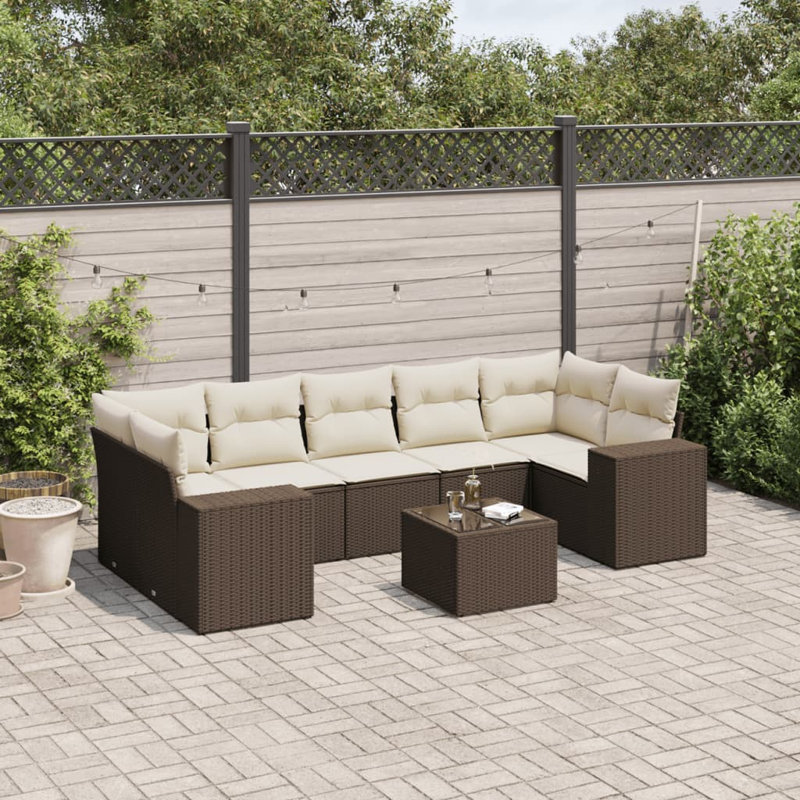 Ensemble de canapé de jardin Vidaxl brun, blanc crème