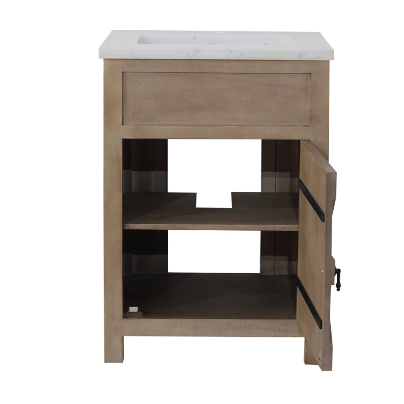 Meuble-lavabo de porte de grange de 24 po de largeur en brun neutre