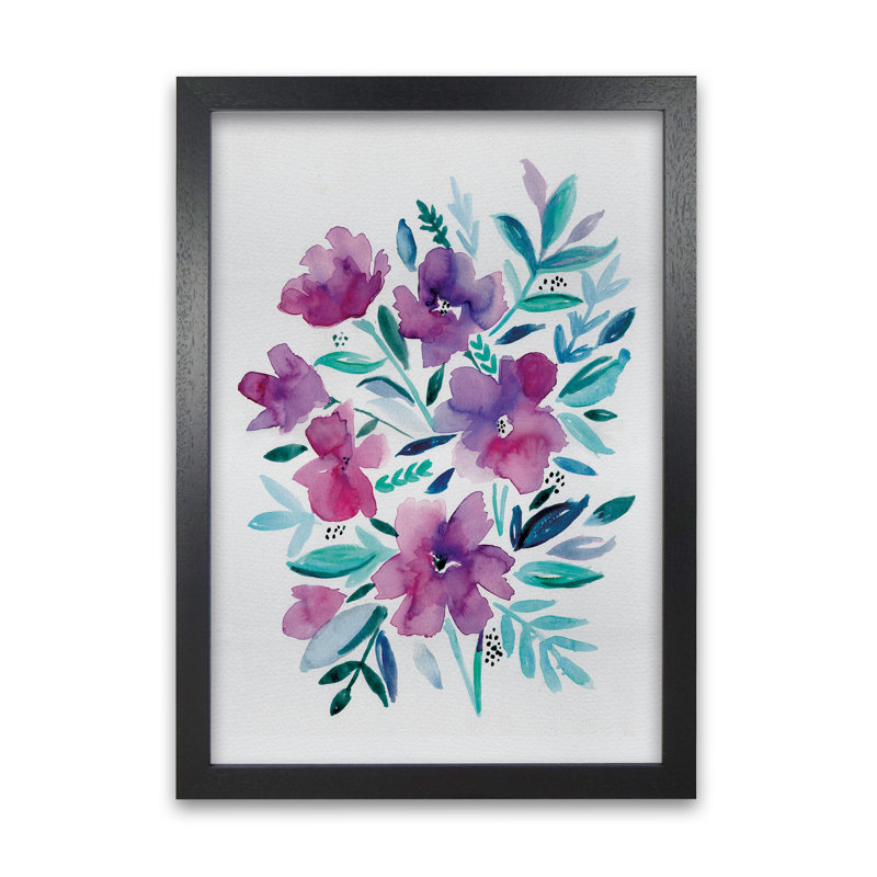 Loose Pink Floral by Laura Irwin - Print, Black Framed, 59.4cm H x 42cm W x 3cm D