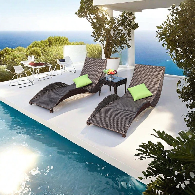Chaise longue d'extérieur en osier PE