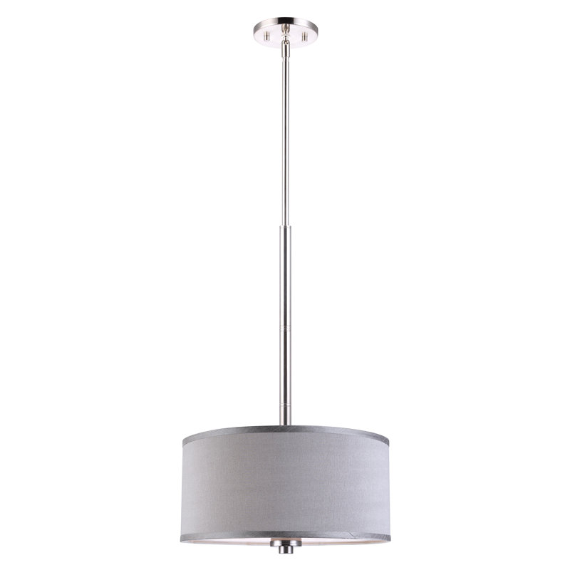 Cisbrough 3 - Light Dimmable Drum Chandelier, Nickel, Grey, 7" H x 15" W x 15" D