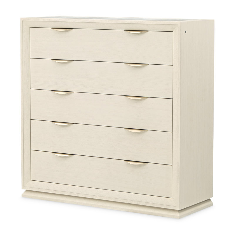 Commode à 5 tiroirs Portrait avec éclairage DEL - Blanc albâtre