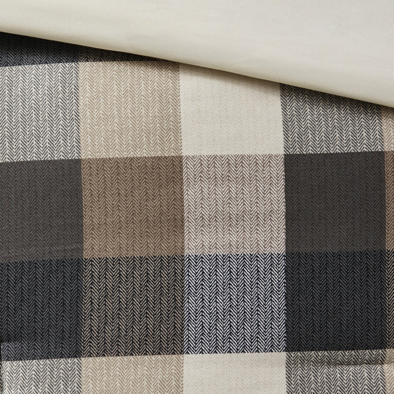Édredon - Grand chevron gris avec coussins 7 pièces Buffalo, Édredon de très grande taille et 6 pièces suppl, Naturel