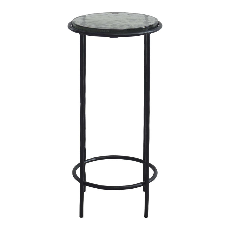 Iron End Table, Black Top/Black Base