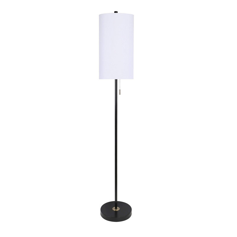 Darmon 62" Metal Floor Lamp, Matte Black/Antique Soft Brass