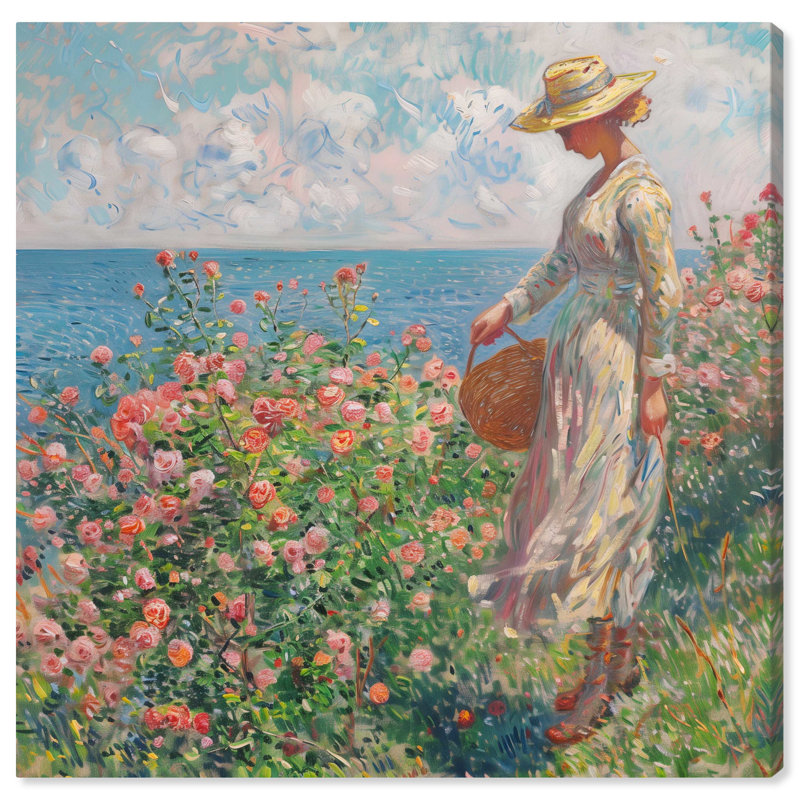 Seaside Stroll 24" x 24" Canvas Landscape Art in Pastel Colors