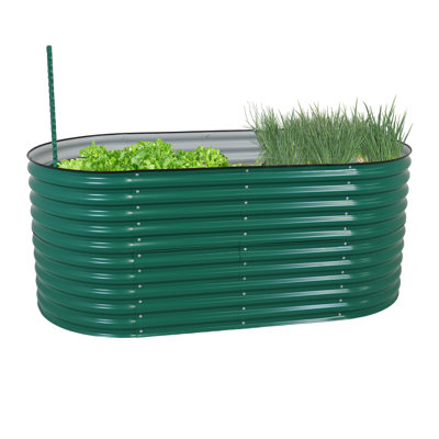 Lemark Oval Steel Stackable Raised Garden Bed - Green - 79"