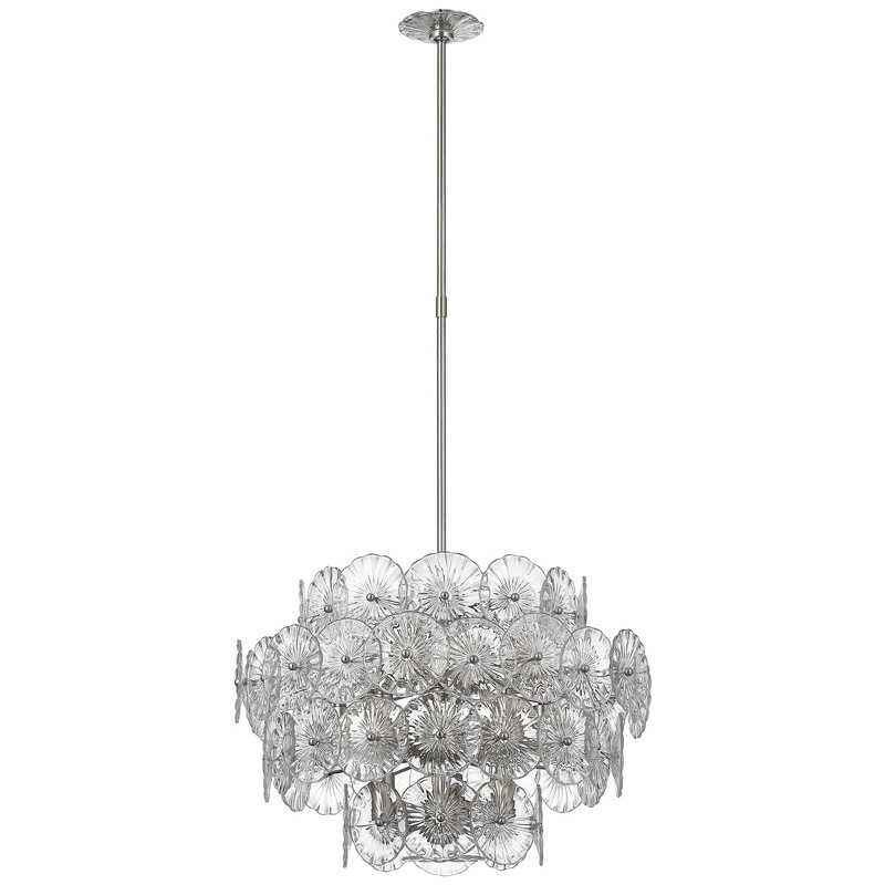 Julie Neill Gianna 24" Chandelie, Clear, Burnished Silver Leaf