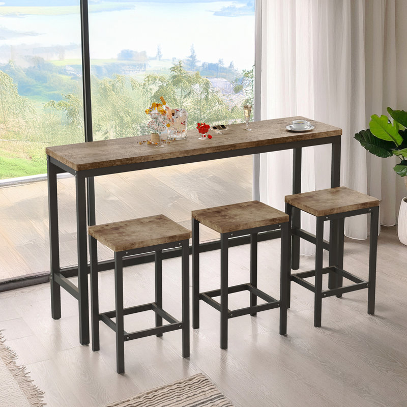 Dining Table Set With 3 Dining Stools