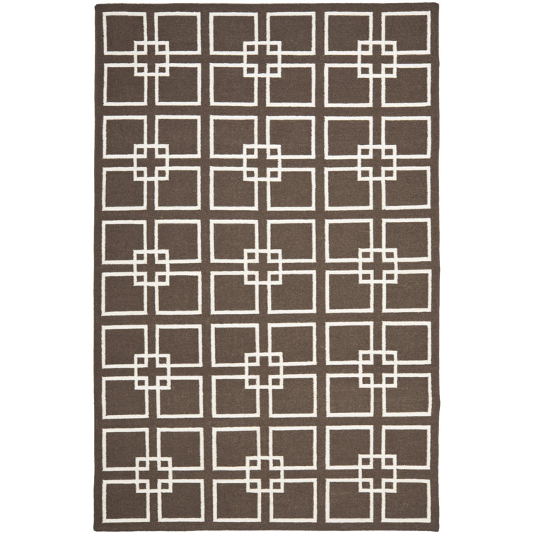Dance Martha Stewart Flat Weave Wool/Silk/Cotton Geometric Rug in Soilbrown