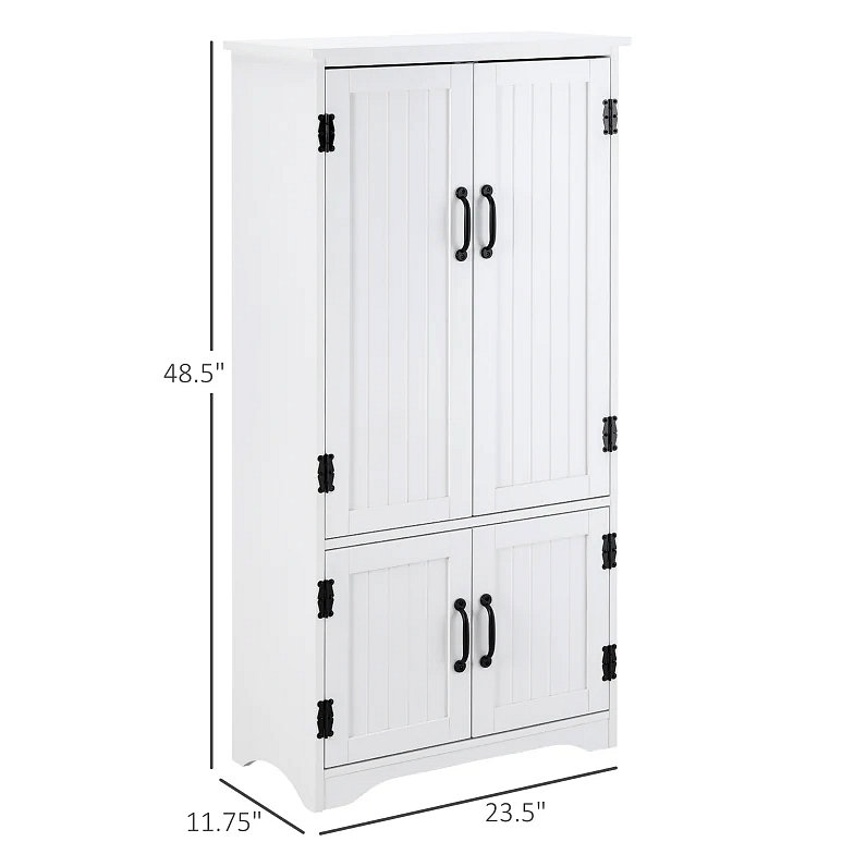 Armoire de cuisine autoportante, armoire de maison de ferme, armoire de rangement décorative, Blanc