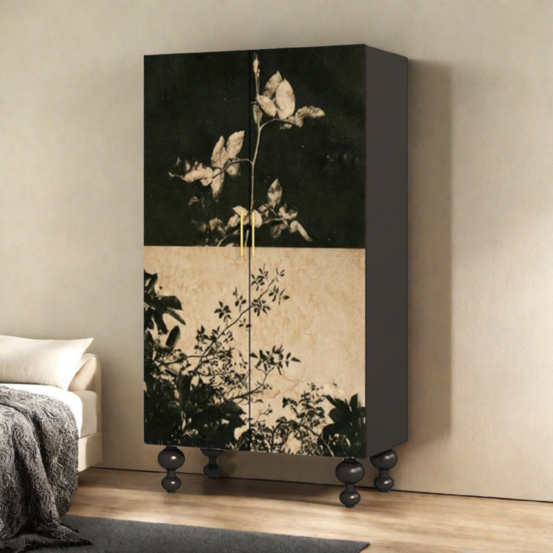 Armoire de rangement Vintage, Noir / blanc ivoire