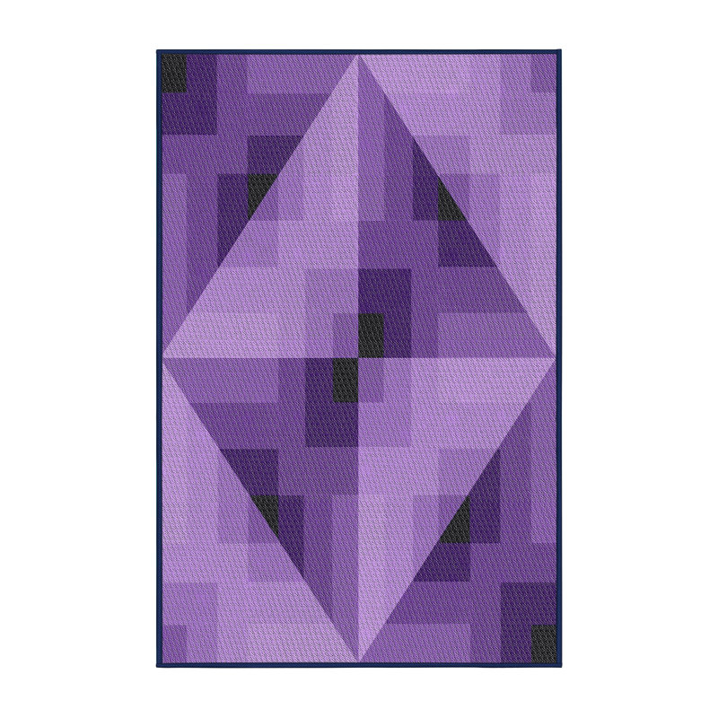 Tapis mauve à motifs/bleu marine Holte, Rectangle 5 pi x 7 pi