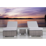 Beaminster Fully Assembled Outdoor Wicker Chaise Lounge Set with Table