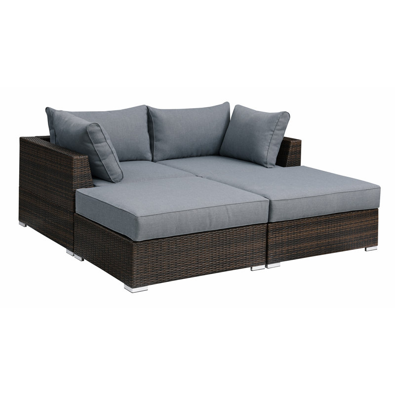 Canapé modulaire 4 pièces rembourré, 100 % polyester gris