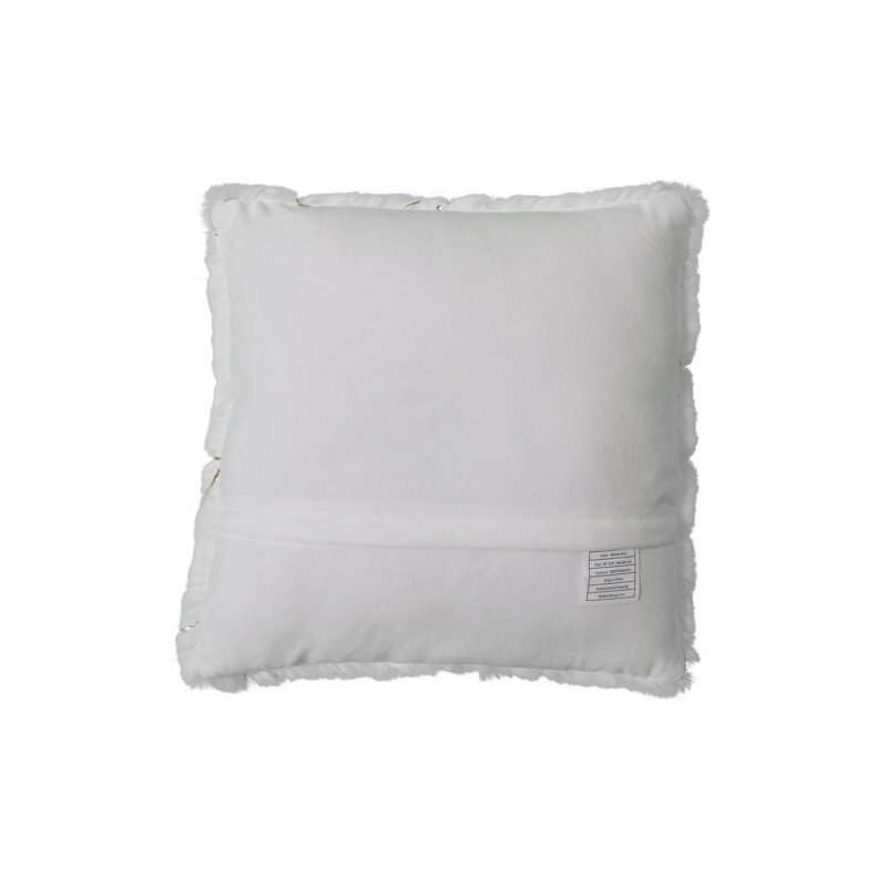 Coussin décoratif en fausse fourrure, Blanc / or