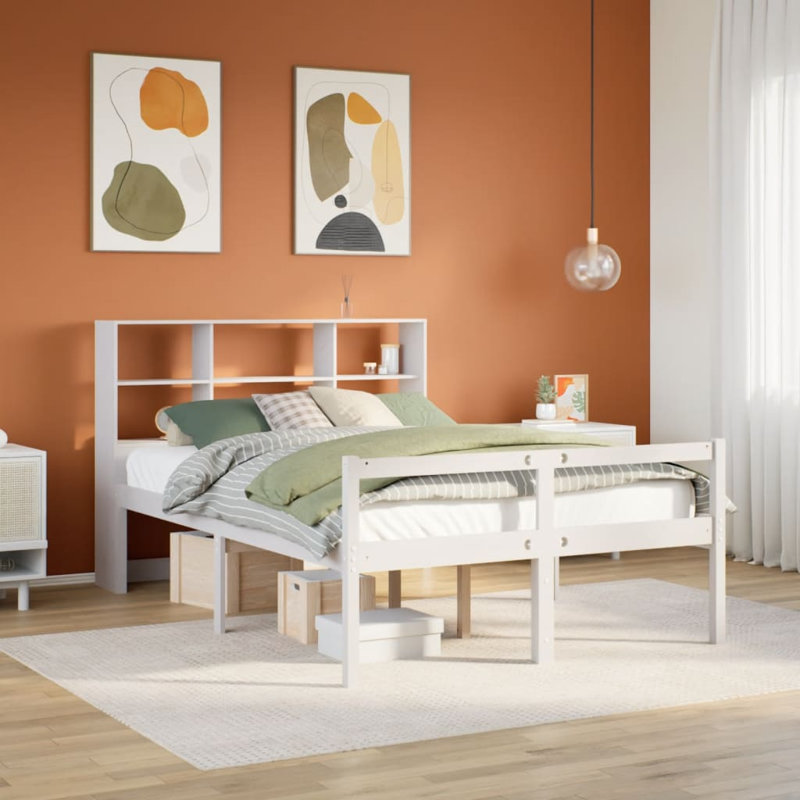 28-15 Solid Wood Bed, 140 x 190 cm, White