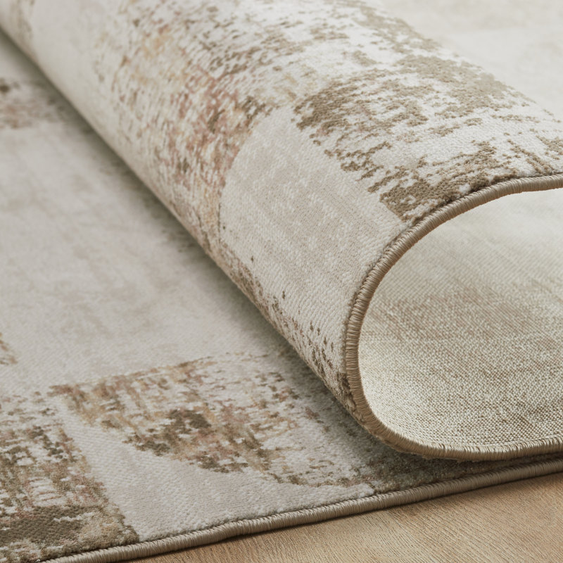 Grandeur Ivory Olive Puzzle Block Area Rug, Rectangle 5'6" x 8'6"
