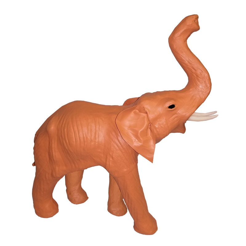 Éléphant en cuir Hillenbrand, Marmelade, H 22 po x l 22 po x P 10 po, Papier mâché