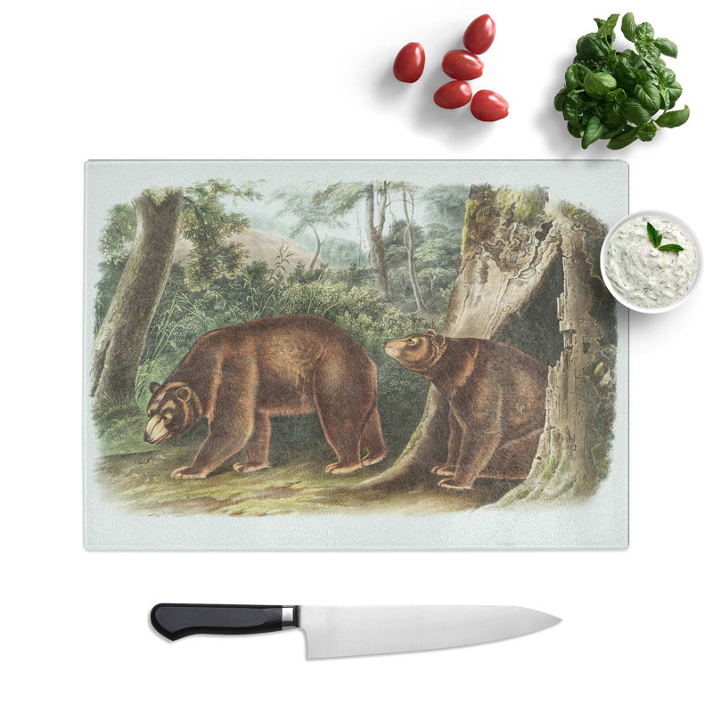 Tempered Glass Bears Chopping Board, 39 cm W x 28.5 cm L