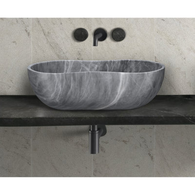 Luxury Gray Marble Bathroom Sink, Modern Artistic Design, Durable