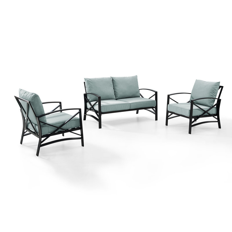 Mosier 4 - Person Patio Conversation Set with Cushions, Oil Rubbed Bronze, Mist