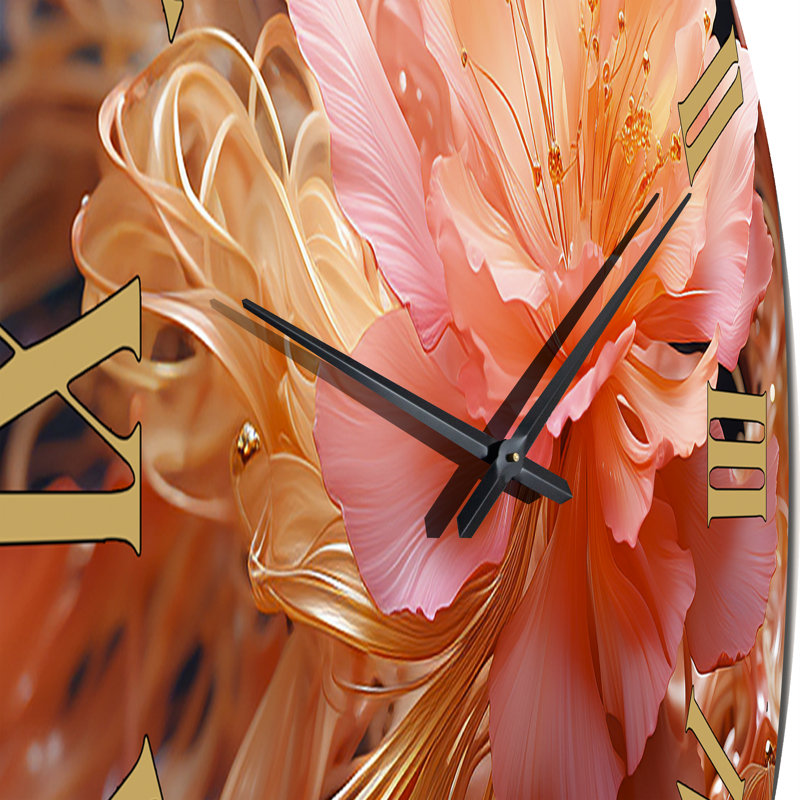 Horloge murale liquide en métal blanc et rose clair, Petit