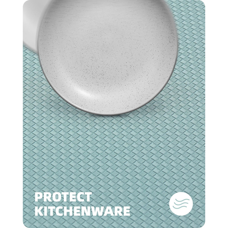 Dionisios Solid Color Water Resistant Anti-Fatigue Non-Skid Kitchen Mat, Light Green