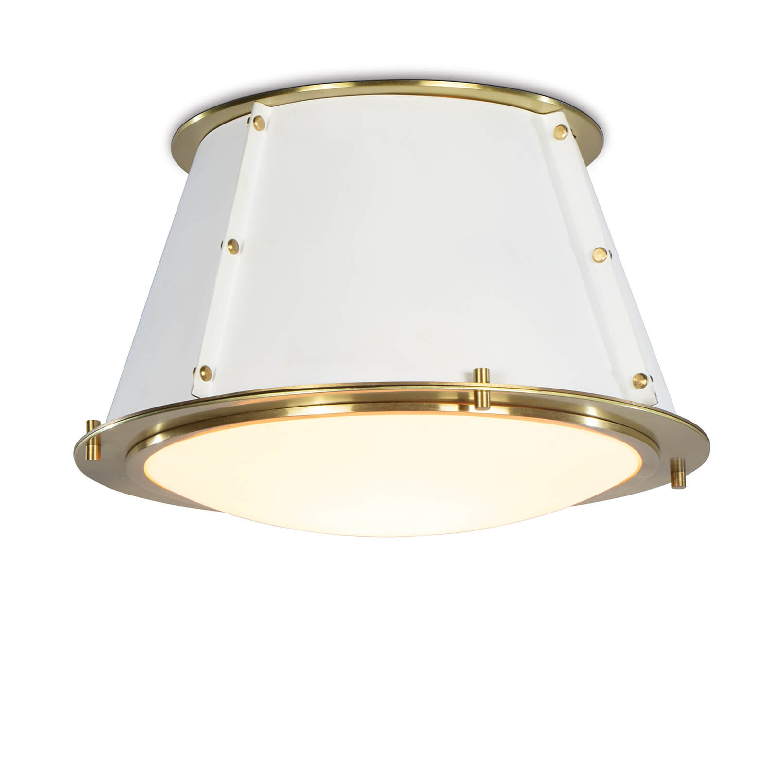Single Light Steel Flush Mount, White