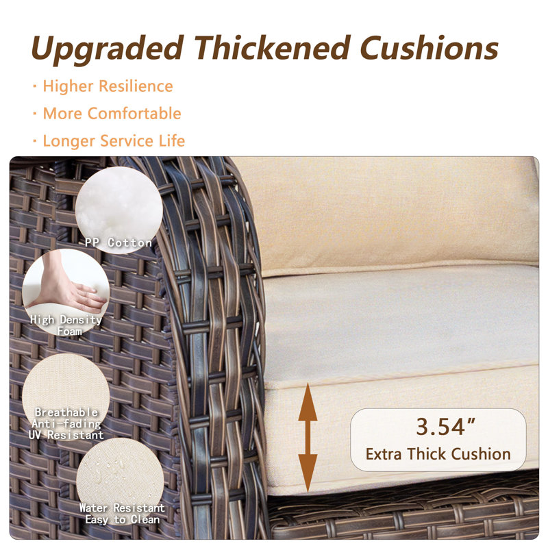 Chaises de patio avec coussins et repose-pieds