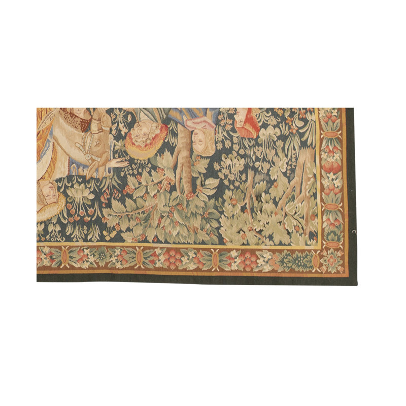 Tapis crème, bleu et rose noué à la main de haute qualité
