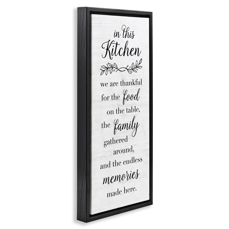  Art mural sur toile flottant Kitchen Kitchen Gratitude par Natalie Carpentieri, H 25 po x l 11 po