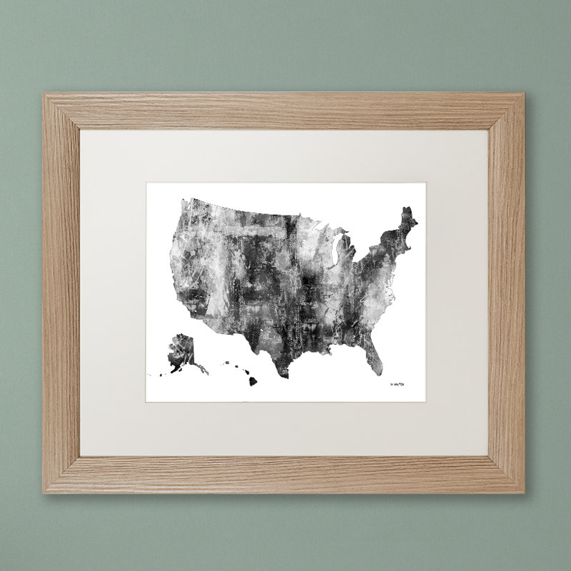 « usa map bg-1 », impression encadrée à l’image, H 11 po x l 14 po x P 0,5 po, Noir