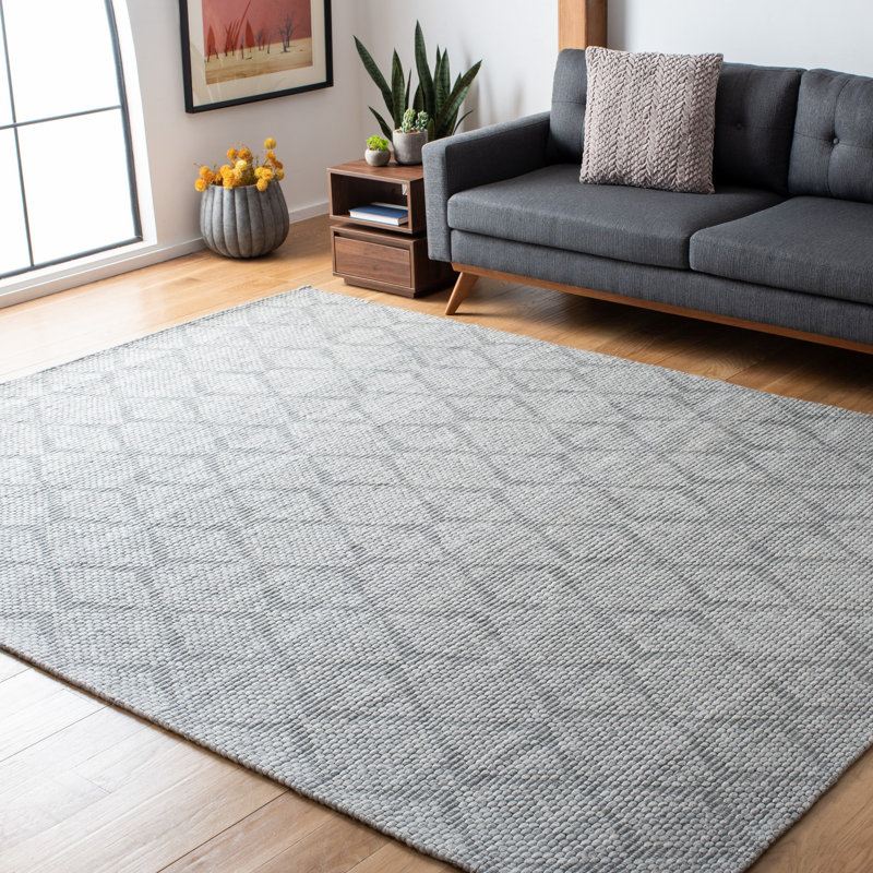 Gray Flat Woven Rectangular 6' x 9' Wool Area Rug