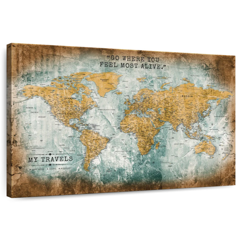 My Travels World Push Pin Milstead, 26" H x 39" W