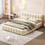 Grand lit plateforme tapissier avec tissu épais et lit au sol avec structure solide-406097352