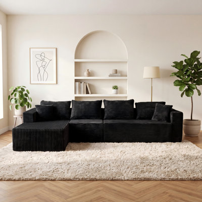 118'' 3 - Piece Upholstery Compression Sofa, Cloud Sectional Couch With Deep Seat, Modern Modular L-Shape Sofa Couch With Chaise,Upholstered Couches For Living Room Bedroom,No Assembly