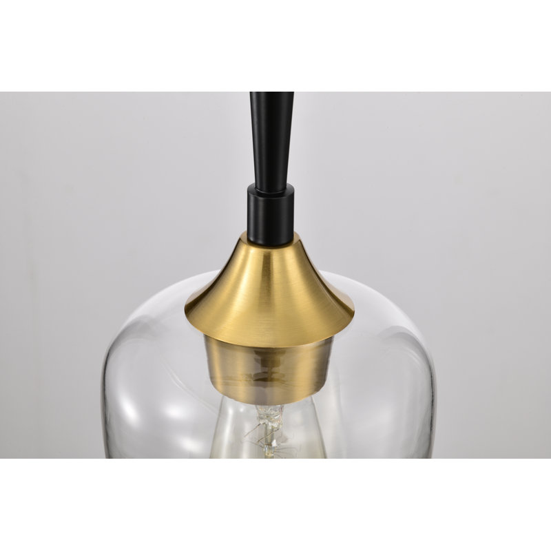 Laureen 1 - Light Dome Pendant, Black/Antique Brass