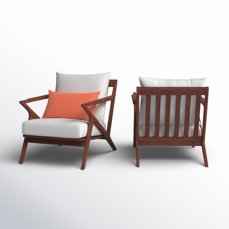 Minhaj Eucalyptus Outdoor Lounge Chair, Cast Coral Sunbrella® Plainweave